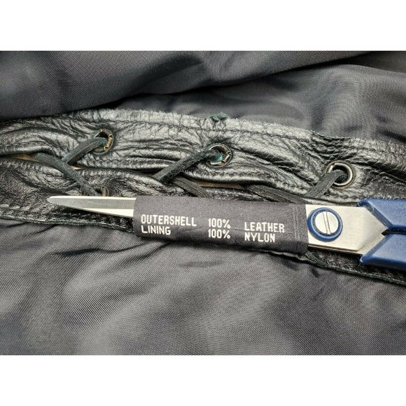 FMC Black Leather Button Side Tassel 2 Inside & Outside Pockets Size 38 Vest - Picture 11 of 12